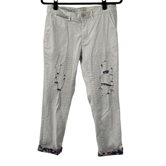 Chino by Anthropologie Relaxed Light Wash Floral Patched Distressed Jeans‎ - Picture 1 of 8